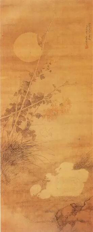 清·居巢《菊下鸡雏图》，绢本设色，台北故宫博物院藏