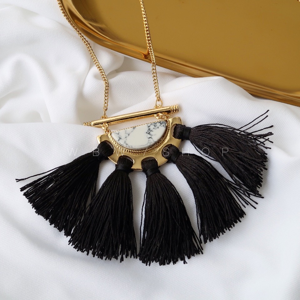 WBW HM cos other stories风 欧美大理石流苏 毛衣链 项链吊坠