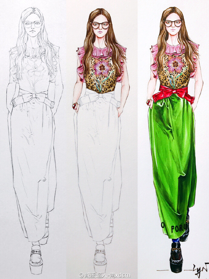 水彩##水彩教程##手绘##插画##时装画##服装设计手稿##服装设计