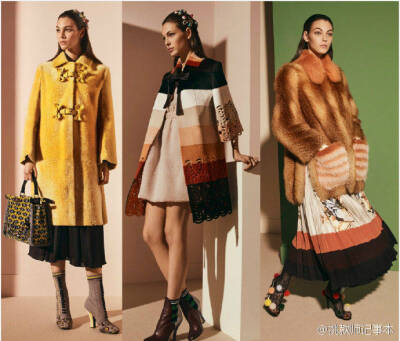 Fendi Pre-Fall 2017 这一季集聚了浪漫元素和现代主义，华丽又复古， 从头到脚都是精致又漂亮