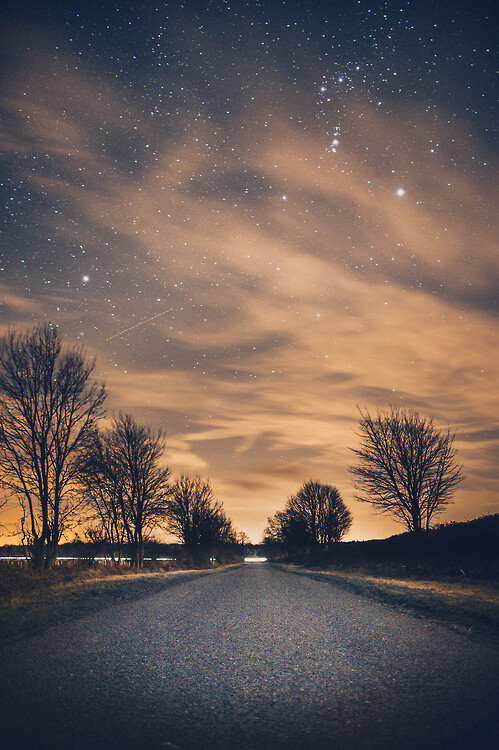 夜晚 公路 星空 壁纸