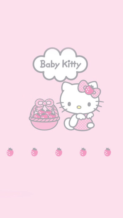 Baby kitty strawberry 壁纸