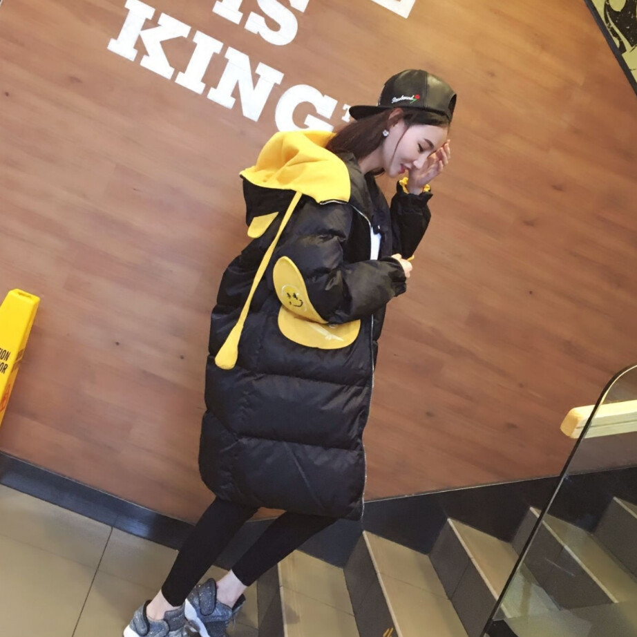 棉衣女式2016冬季韩版长款过膝卡通学生棉服连帽面包服棉袄潮