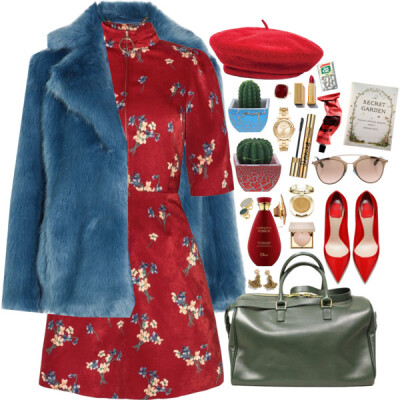 A fashion look from February 2017 featuring red fit and flare dress, faux fur jacket and Michael Kors. Browse and shop related looks.