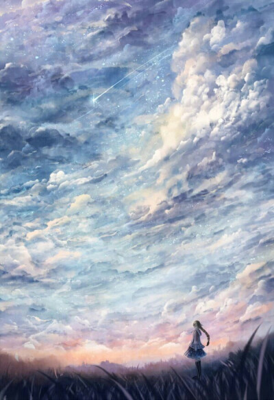 【天空】【蓝色】【清新】【白云】【手绘】