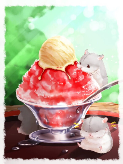 吃冰淇淋的小仓鼠