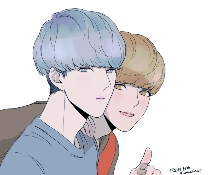 EXO，鹿晗，吴世勋，sehun，手绘，fanart，cr.HWACHE，花车大大