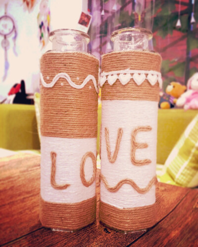 #dryflower#linen#麻绳#麻布#handmade#DIY#手工#home decor#twine #bottle#shininghouse 