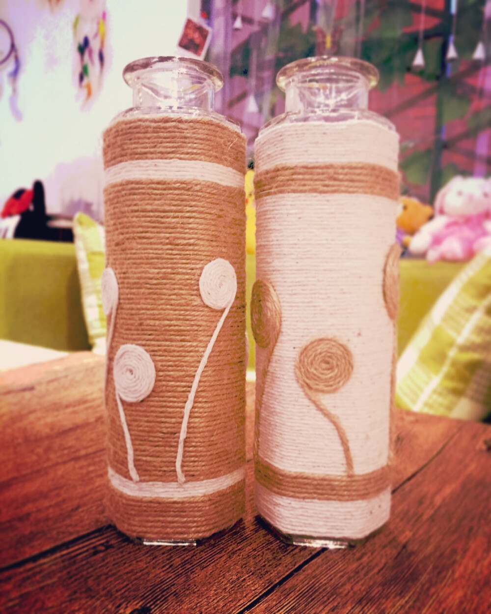 #dryflower#linen#麻绳#麻布#handmade#DIY#手工#home decor#twine #bottle#shininghouse 