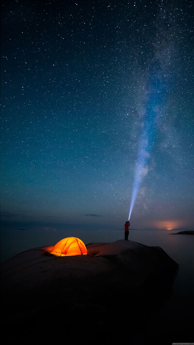 三星手机壁纸【1440x2560】Samsung Galaxy S7 野营 夜晚 星空 帐篷