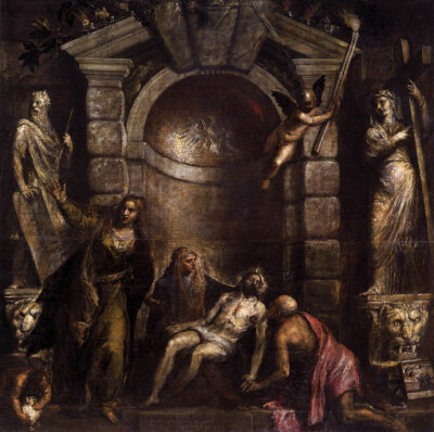 圣殤﹝Pieta﹞ 1576 年，油彩画布，353 x 348 公分 学院画廊，威尼斯﹝Venice﹞，意大利