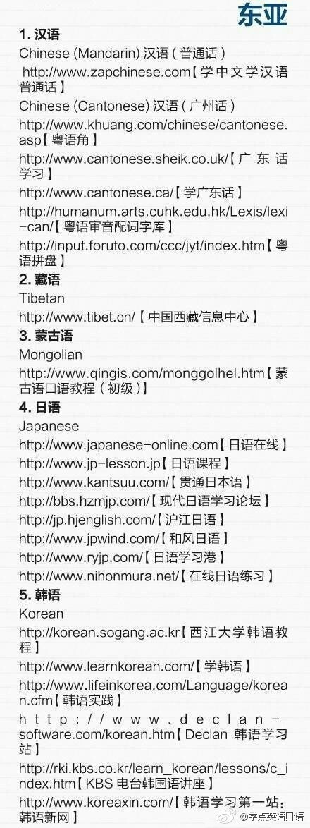 【各国语言学习网站】英语、日语、韩语、葡萄牙语、德语、拉丁语……戳图↓↓↓ 收藏学习～ ​​​​