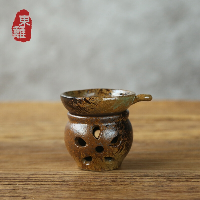 东篱粗陶茶具 陶瓷还原烧仿古茶漏 茶滤套装 茶道零配茶配 过滤器