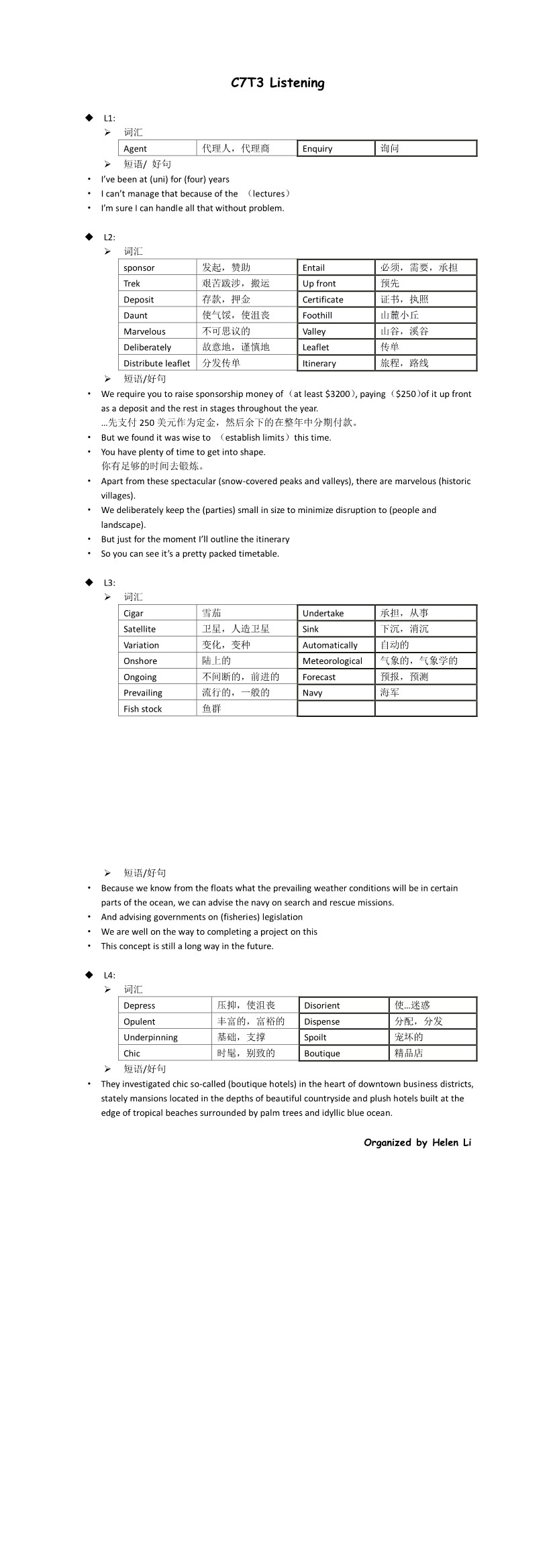 IELTS C7T3 Listening
笔记整理 by Helen Li