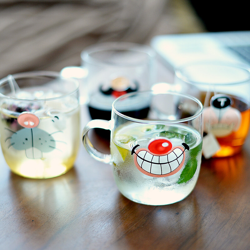 创意玻璃杯 原创杯子 高硼硅水杯 立体卡通马克杯 透明花茶杯