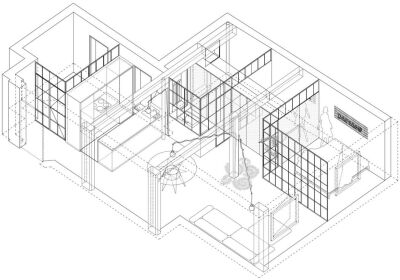 【50平米的透明住宅】这是位于西班牙马德里东部的一处住宅，选用玻璃墙作为隔断，外框使用一种质地粗糙的钢结构，将玻璃墙划分为大小相同的方形小格，就像是书架的隔断，它的工业感也带给人一种怀旧的气息。