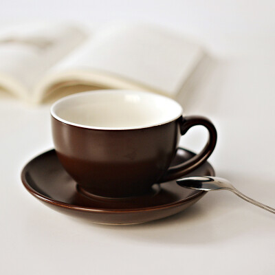 原创咖啡杯套装 陶瓷杯马克杯创意杯子水杯带勺子碟子四件套定制