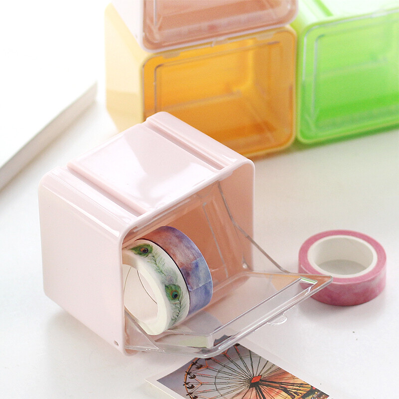 清新可爱桌面胶带收纳盒创意塑料透明文具整理盒子手帐装饰收纳盒