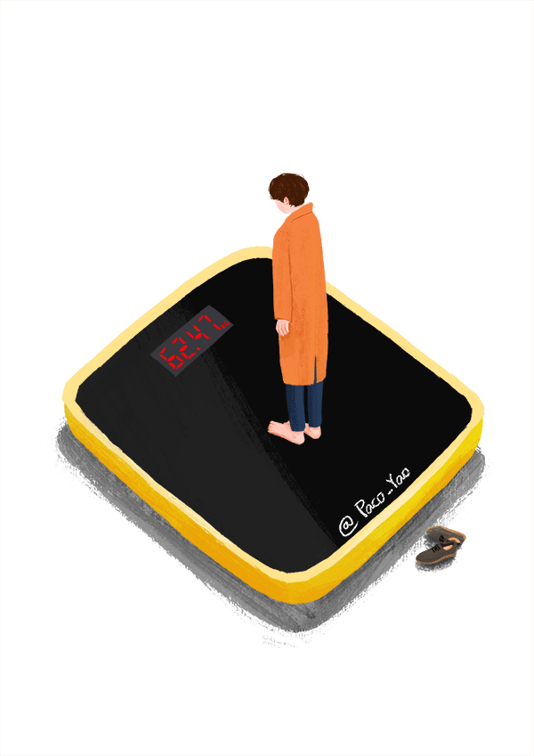 Paco_Yao 插画 原创 型男 小清新 说，节后你究竟重了多少斤？！