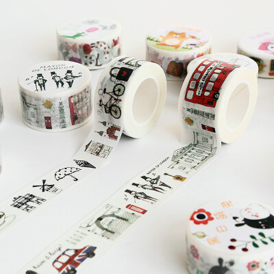洛林原创 和纸胶带 日式创意清新简笔画 DIY手帐装饰必备