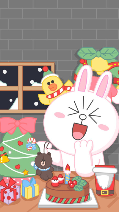 line friends 壁纸 iPhone 可妮兔布朗熊 