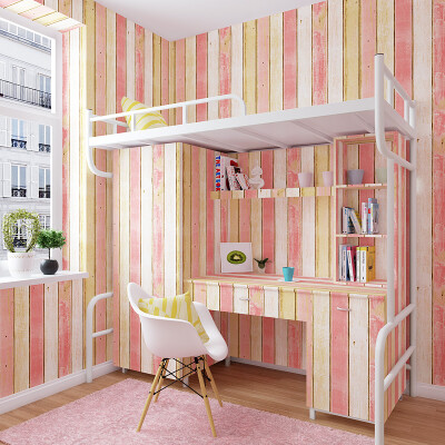 粉色木纹墙纸自粘防水墙贴家具翻新贴纸女生学生宿舍书桌衣柜壁纸
