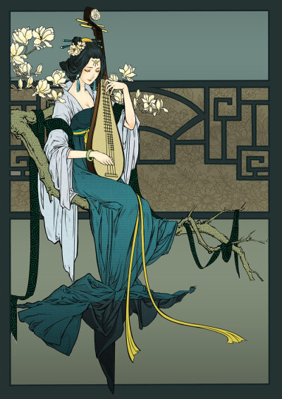 古风人物插画图片