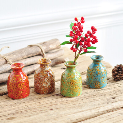 中式禅意复古茶道陶瓷花瓶干花插创意小花器家居客厅柜装饰品摆件