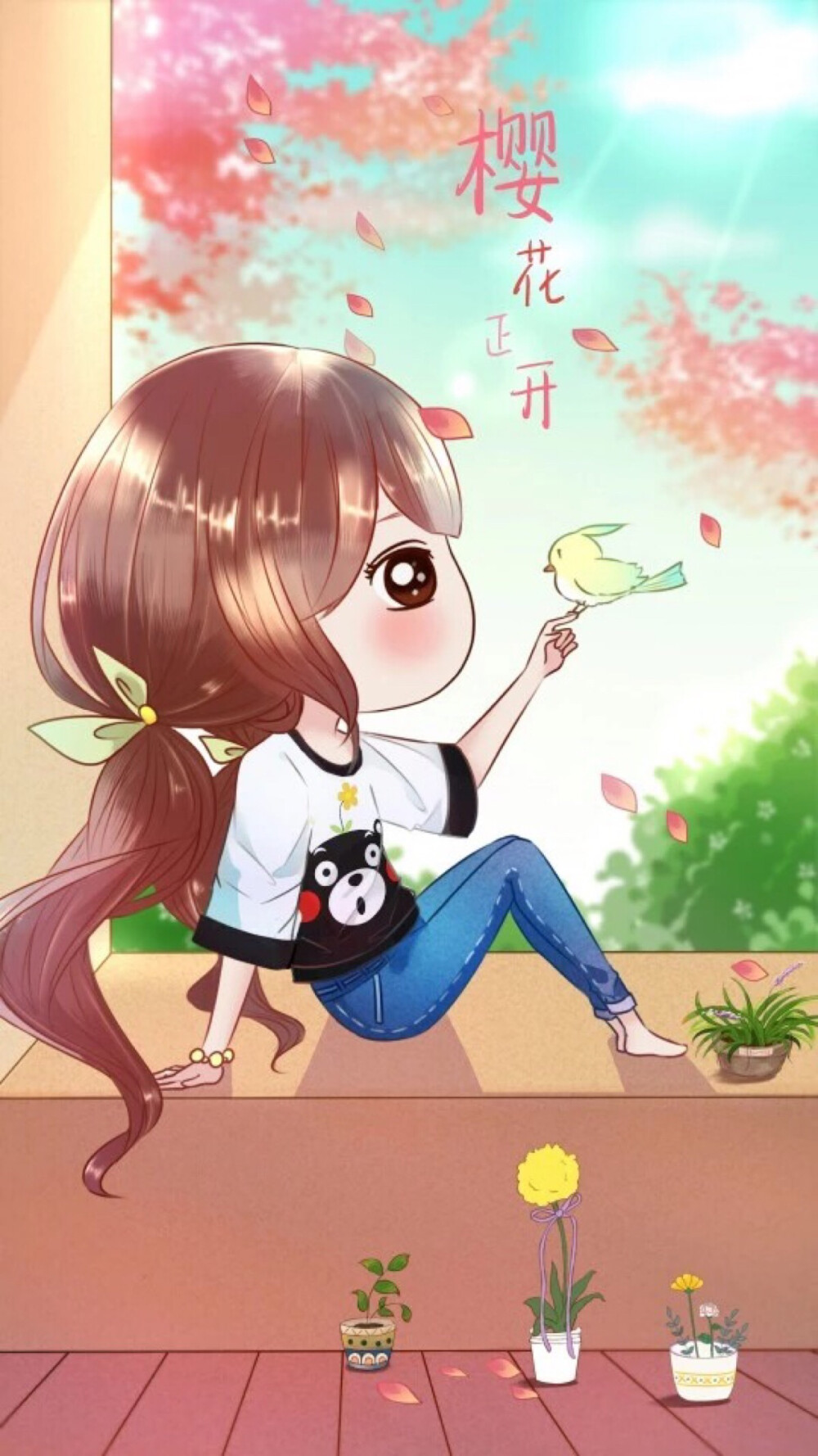 可爱的小薇头像美图情侣壁纸锁屏萌萌图插画