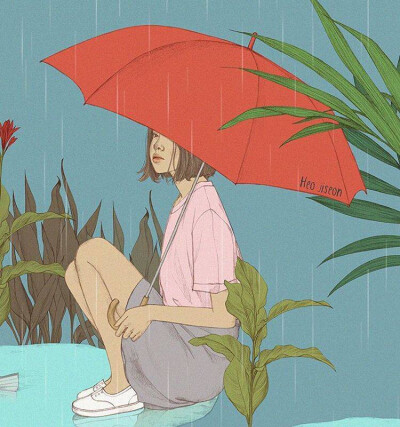 红伞与雨