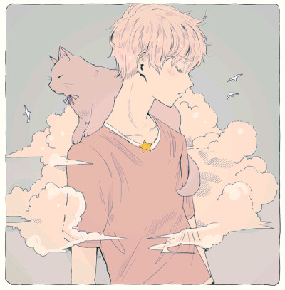 插画头像 男 猫