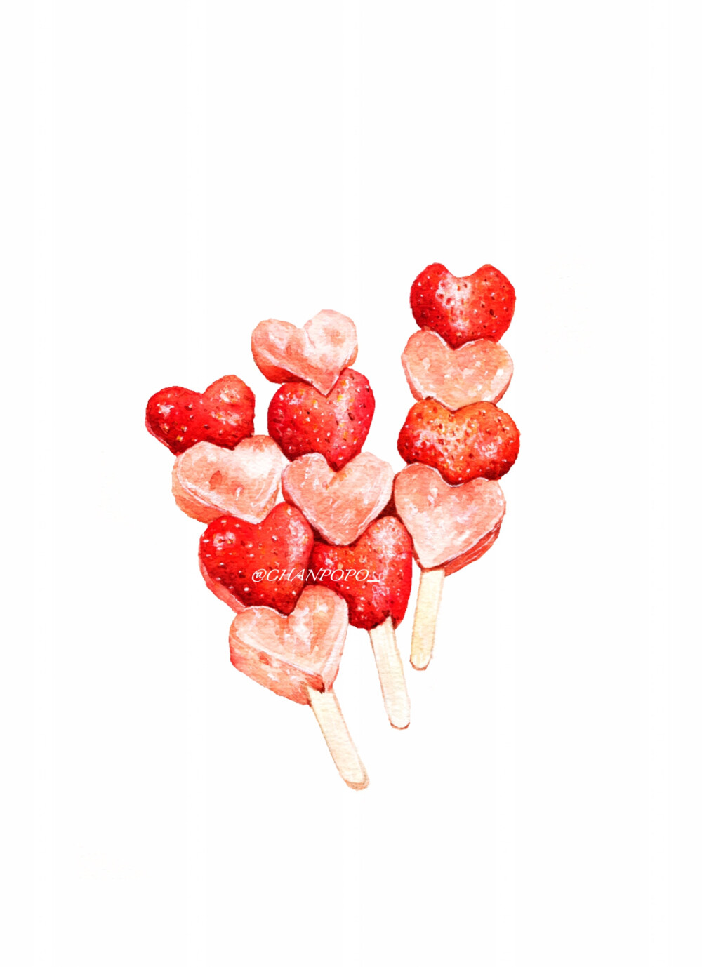 【小美食】水彩 手绘 绘画 插画 美食 草莓