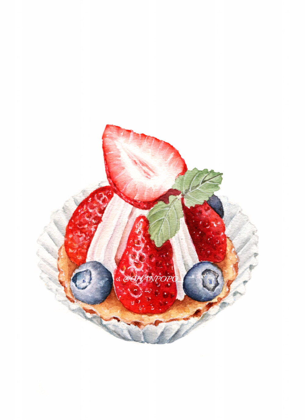 【小美食】水彩 手绘 绘画 插画 美食 草莓