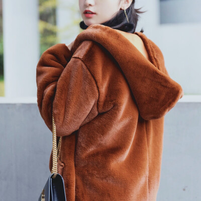 记忆屋独家自制冬季韩版女大牌麂皮中长款外套人造毛皮草大衣