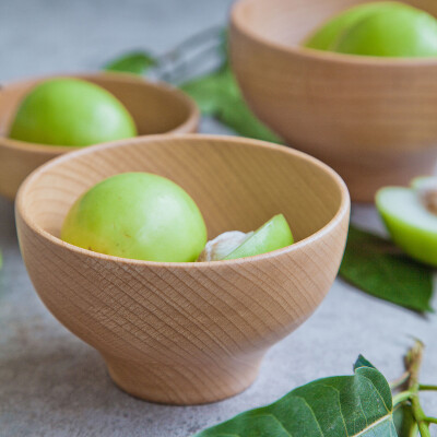 天然榉木碗日式原木碗水果沙拉碗米饭碗面碗创意成人家用汤碗套装