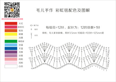 彩虹毯子 图解 公众号：毛儿毛线编织圈