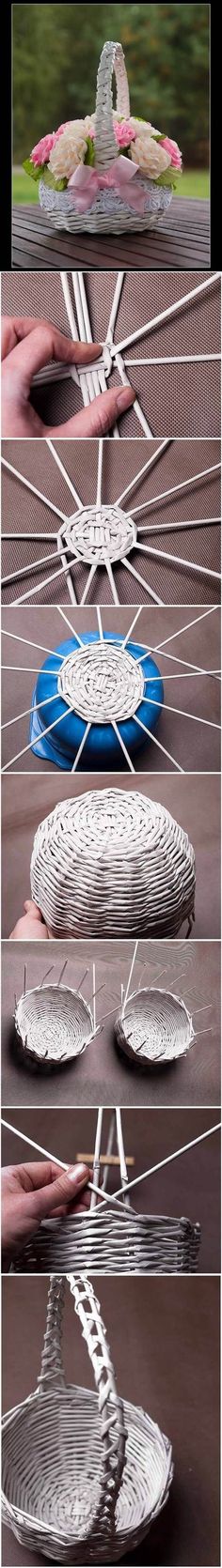 DIY Newspaper Tubes Weaving Basket | <a href="href" rel="nofollow"></a>