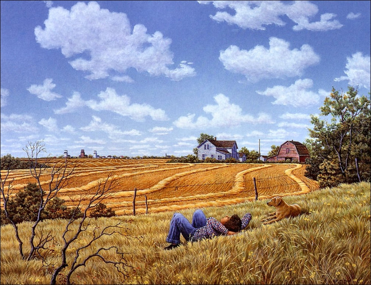 美国乡村生活绘画作品 