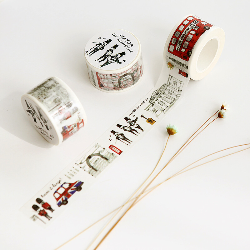 洛兰原创日本和纸胶带 日式创意清新简笔画 DIY手帐装饰必备文具