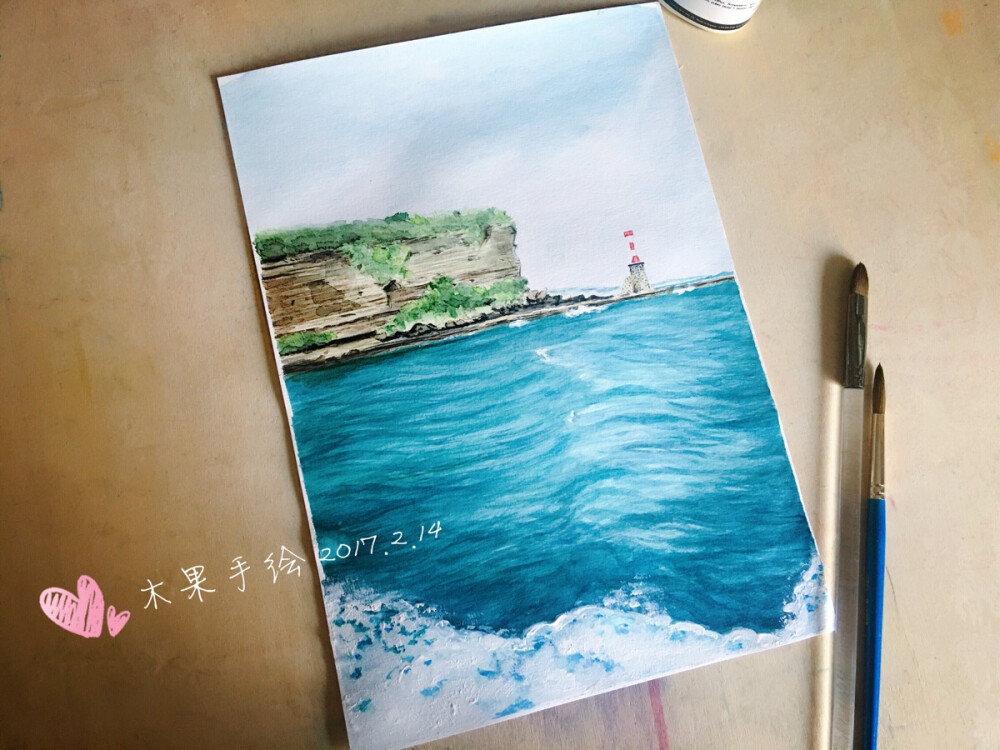 木果手绘涠洲岛水彩