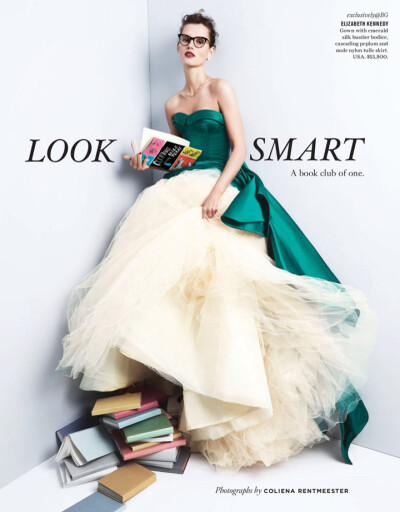 美国奢侈品百货 Bergdorf Goodman 2017春季系列「Look Smart」礼服时尚大片 模特 Giedre Dukauskaite 戴上眼镜与书籍为伴，演绎了包括 Giorgio Armani、Marchesa、Pamella Roland 等品牌春季迷人礼服，摄影师 Colien…