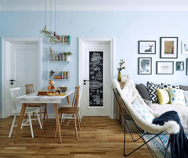 78㎡北欧风格两居室，以淡蓝色为主调，简约舒适，温馨时尚的家居装修设计案例！ ​ 喜欢就关注@家居丶时尚 ​​​​