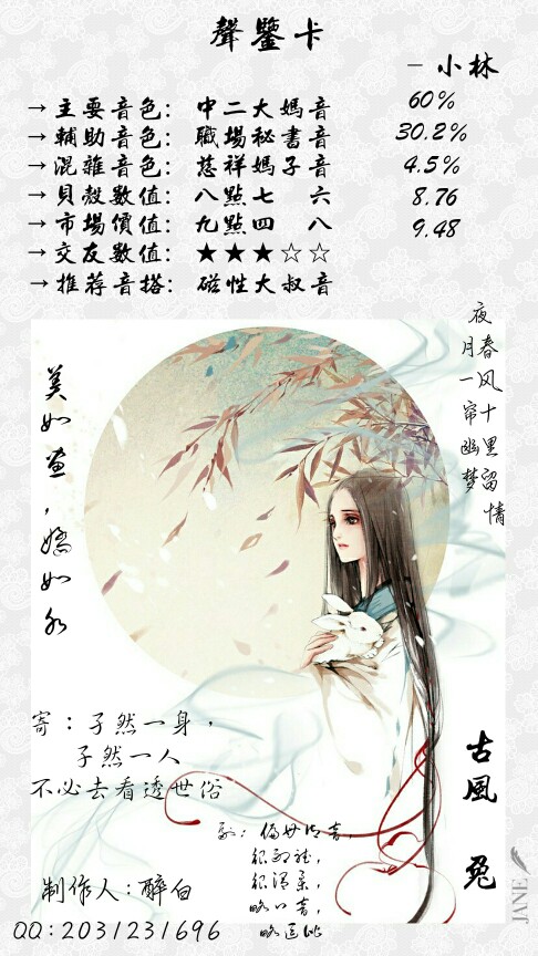 声鉴卡，鉴音，声鉴，音鉴，鉴音卡，醉阁，醉白，古风，背景，声鉴师，音鉴师，鉴音师，鉴音卡，美人，头像，二次，三次，长发，古典