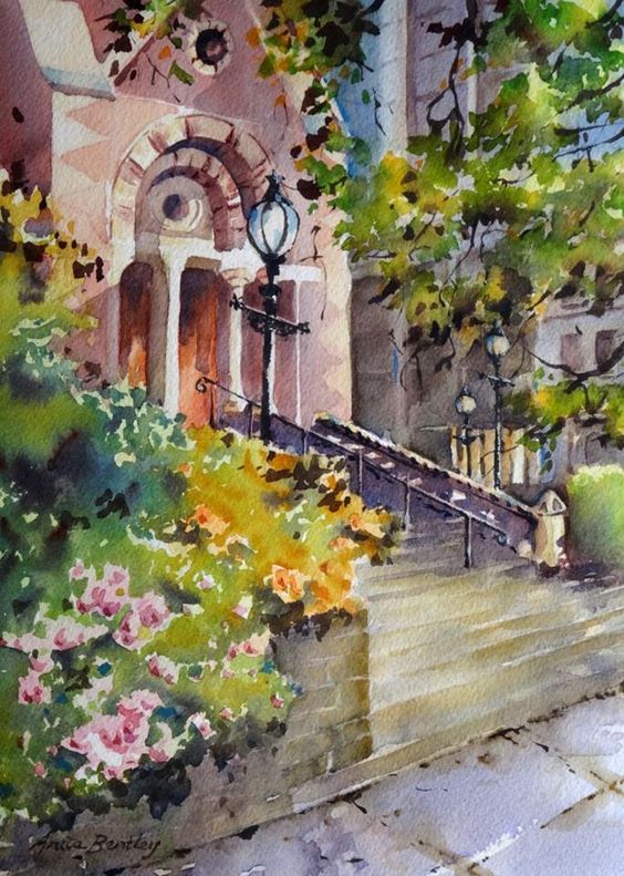 温暖静谧的风景 水彩艺术家 Anita Bentley 绘画作品