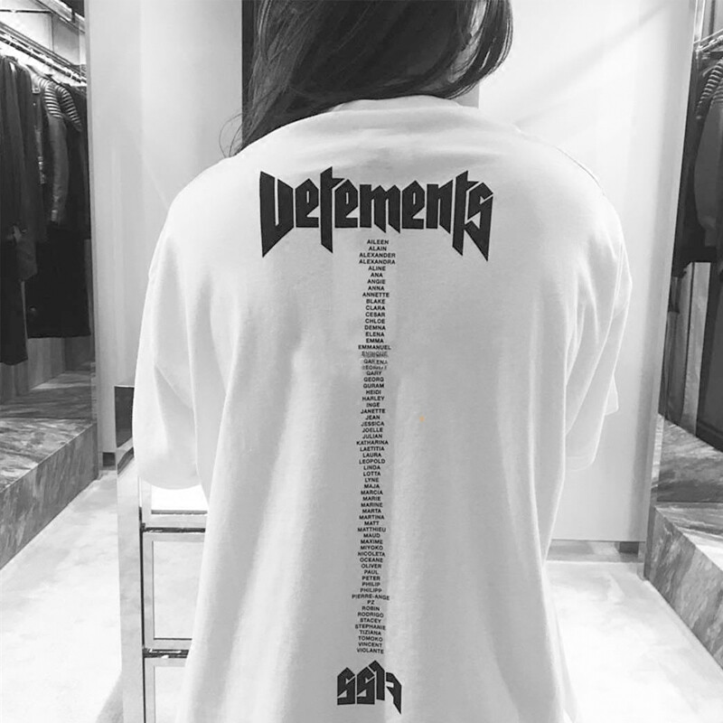 VETEMENTS Studios 17SS男女宽松纯棉T恤潮牌吊须细节短袖情侣款