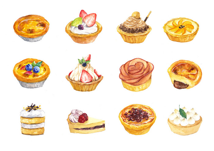 美食甜品手绘水彩