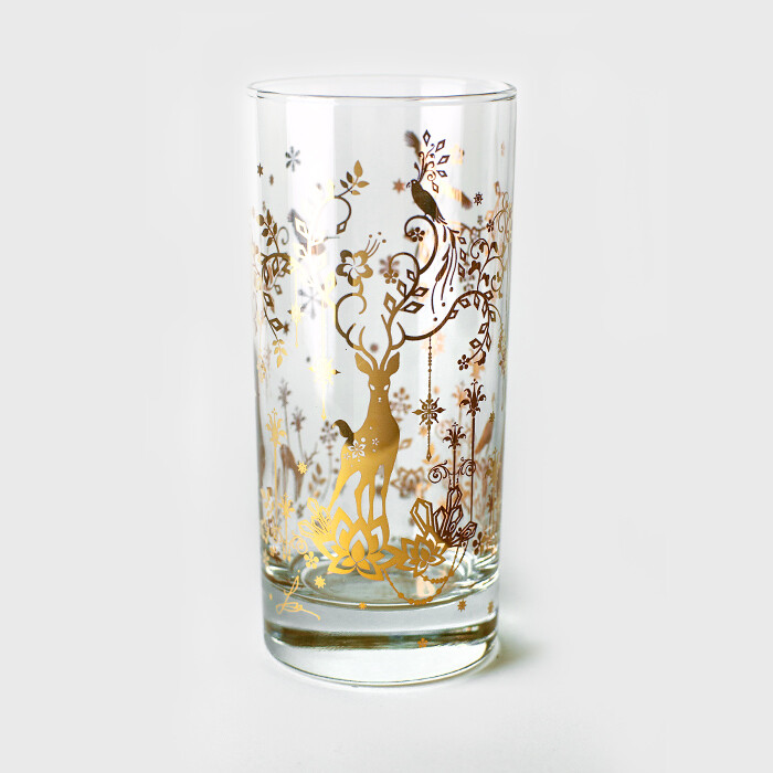 byears独家原创，非常的精致雪鹿印花玻璃杯，梦幻的镂空花式，是非常帮的圣诞礼物。