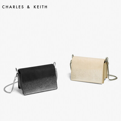 CHARLES&amp;KEITH 小方包 SL280780264 欧美绒面链条斜挎单肩包