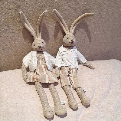 韩国情侣毛线兔子玩偶长耳公仔小玩具家居摆件穿衣礼物兔兔家居摆件拍摄道具