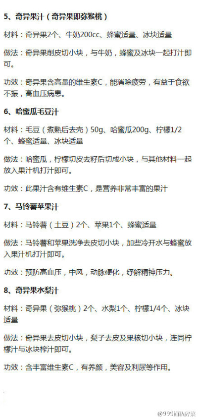 37款鲜榨果汁配方